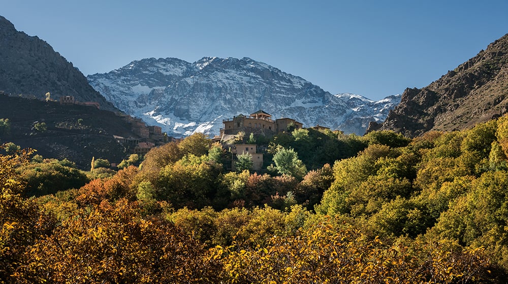 Kasbah du Toubkal nestled in the Imlil Valley